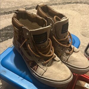 Pendleton Kids Suede High-Top Sneakers in Brown and Tan